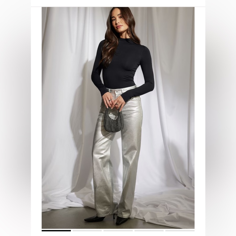 Dynamite Metallic Heidi Wide Leg Jeans